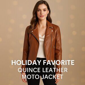 Quince Leather Moto Jacket – Cognac Brown –Women’s Small –Holiday Favorite, NWOT